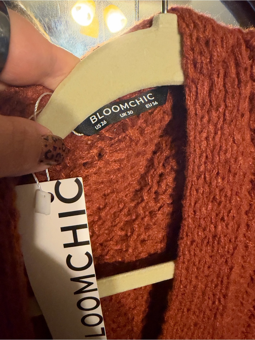 BloomChic Open-Front Chunky Cardigan - Rust Orange - Picture 2 of 3